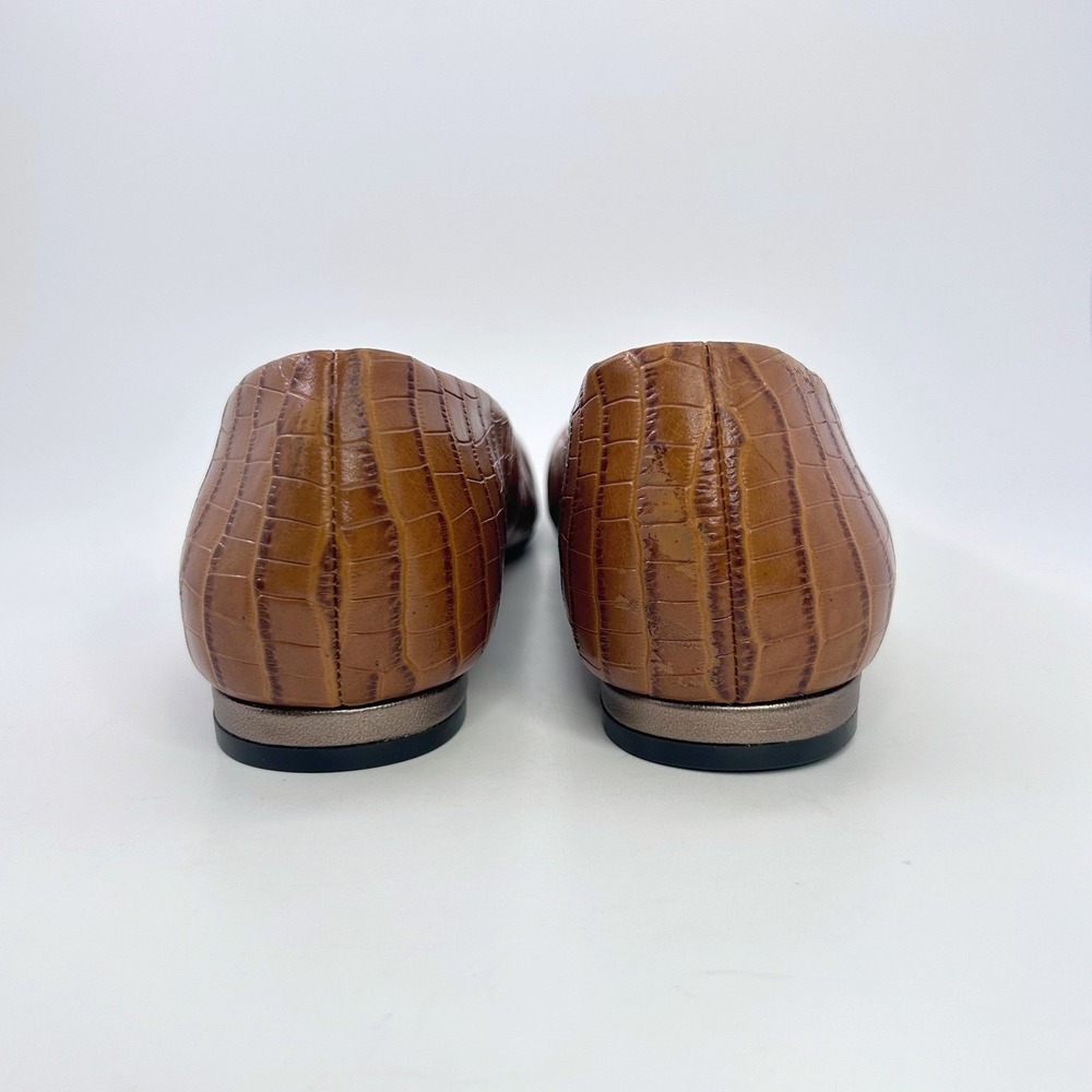Vionic Hannah Croc Flats Size 9 Brown Embossed Ballet Shoes Work Comfort Slip On - Picture 8 of 12